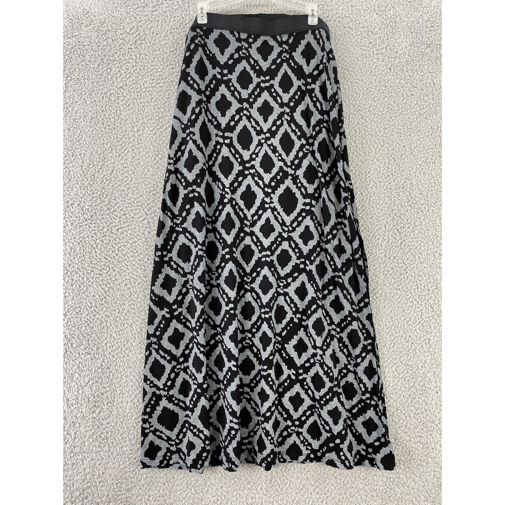 Fresh Produce Skirt Womens Medium Black Maxi‎ A-Line Geometric Ikat Made USA